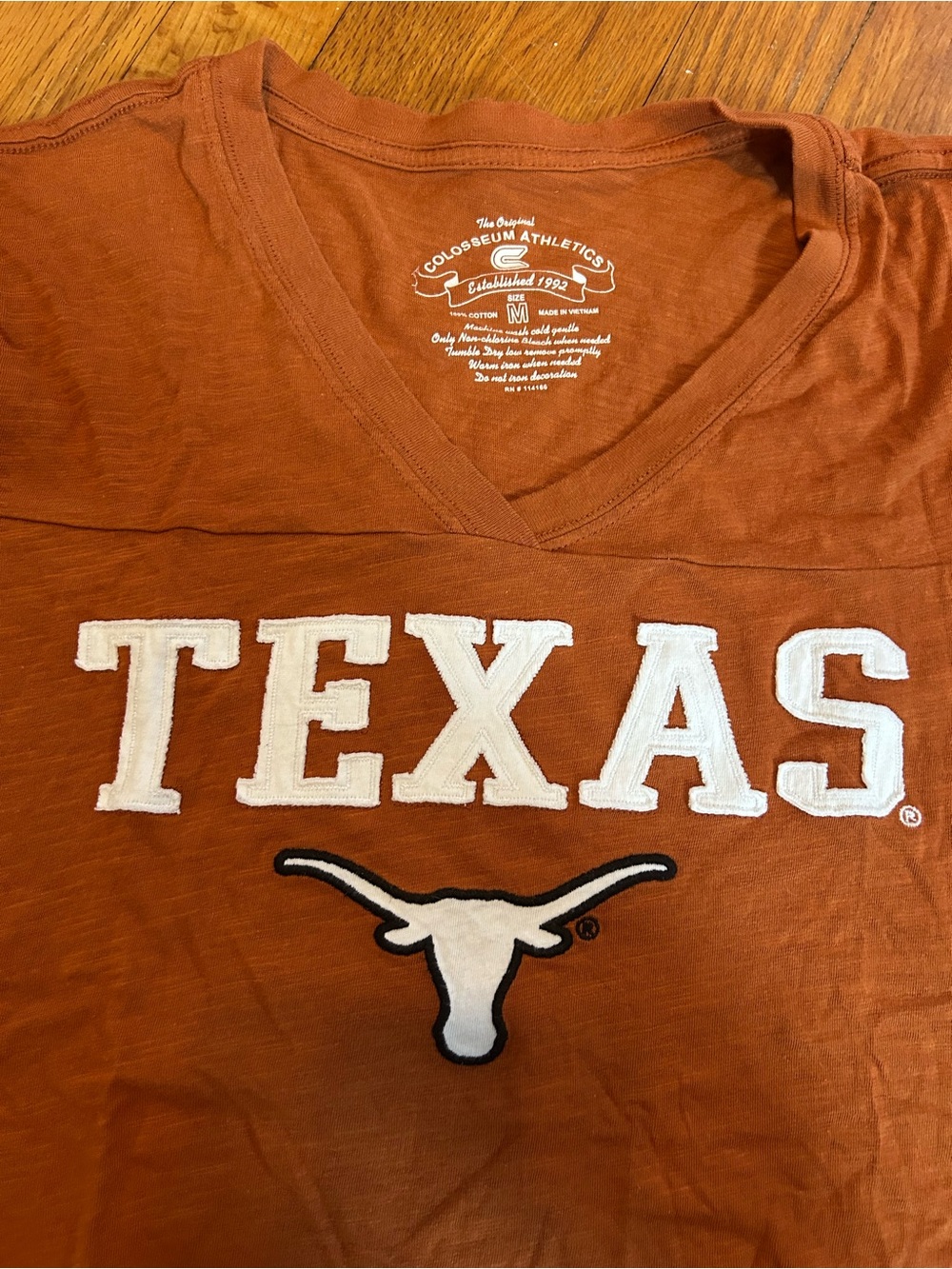 Texas Longhorns Women's Orange V-Neck Tee - Picture 2 of 3